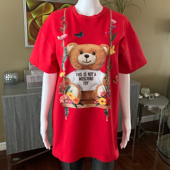 MOSCHINO Printed Teddy Bear Flowers T-Shirt - Picture 3 of 9